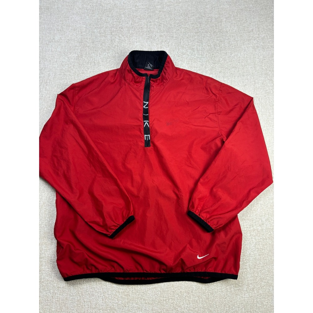 Nike Mens Vintage 1/4 Zip Windbreaker Pullover Jacket Red Black Large T-557